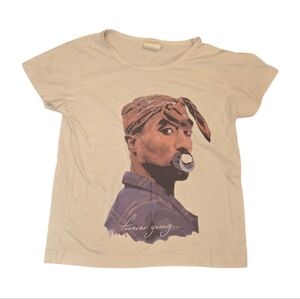 ✨️2 For 20✨️White Graphic Funny Tupac cropped T-Shirt